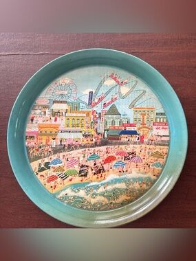 Vtg Pepsi Cola CONEY ISLAND Metal Drink Tray Ballonoff Metal Products; 12.5” Dia
